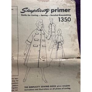 Simplicity 1350 Pattern house coat robe 1950s sz 14 bust 32